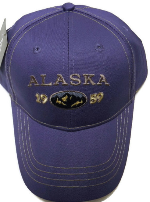 Purple Alaskan Mountain Designed Applique Adult Ball Cap Hat OSFA
