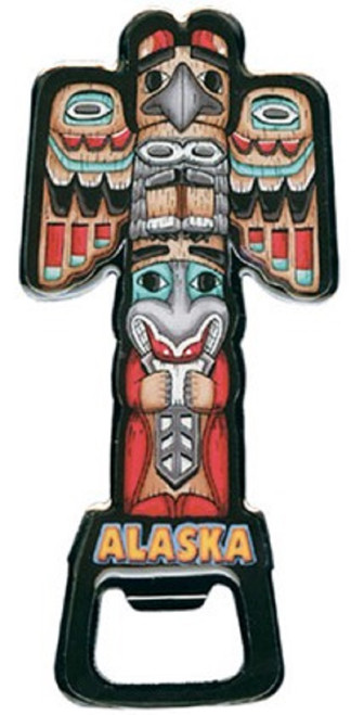 Alaska Totem Epoxy Coated Bottle Opener w/magnet on backside