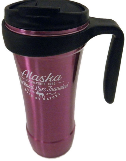 Alaska Road Less Traveled Insulated Pink Travel Tumbler Coffee Mug 16 oz.