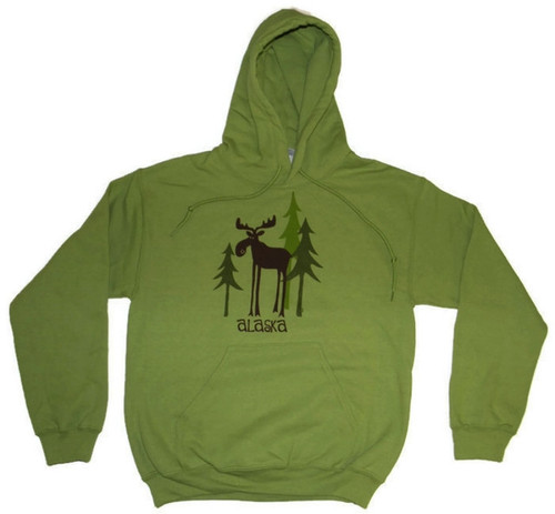 Alaska Leggy Moose Hooded Sweatshirt Kiwi Adult (Medium)