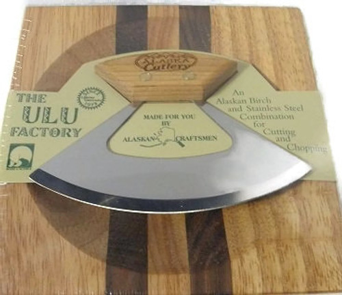 Ulu Knife/Bowl Set Birch Alaska Cutlery Etched Handle 6" Blade
