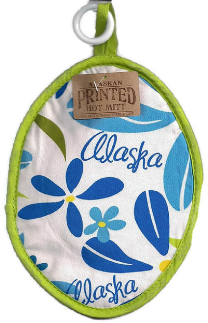 Alaskan Floral Motif Printed Hot Mitt with Neoprene Grip (Pot Holder)