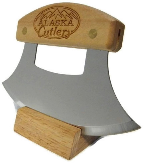 Ulu Knife Alaska Cutlery Etched Birch Handle 6.25" Blade