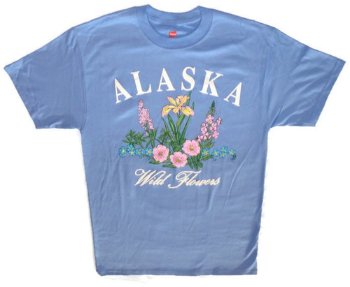 Alaska Wildflowers Blue Small Adult Tee Shirt