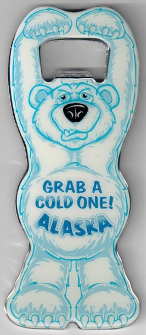 Alaska Polar Bear Bottle Opener w/magnet on backside
