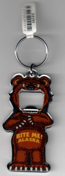 Alaska BITE ME Brown Bear Key Chain Bottle Opener