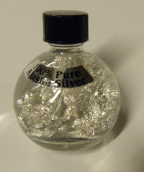 Alaska 100% Pure Silver Flakes in 1 Oz. Miner's Assay Bottle