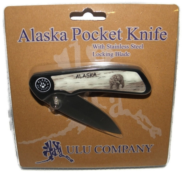 Alaskan Pocket Knife with Grizzly Bear Handle