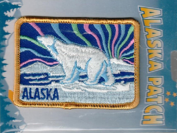 Alaska Polar Bear and Northern Lights Iron-on Patch