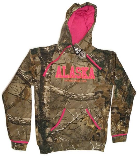 Women's Alaska Est. 1959 Camo Hoodie Sweatshirt Adult Sizes (S thru XL) 