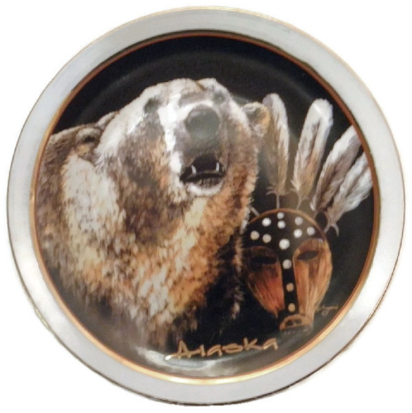 Midnight Polar Bear 8.5 in decorative Plate Signed Reproduction