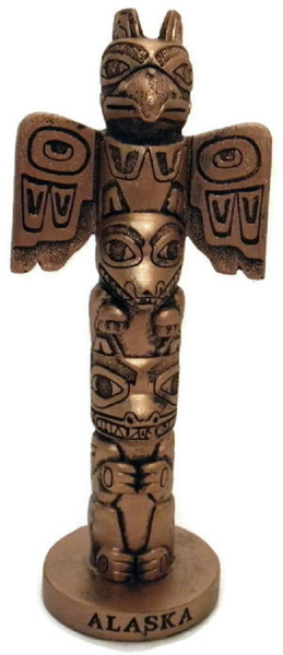 Alaskan Native Motif Totem Pole 7 In. with Copper Finish