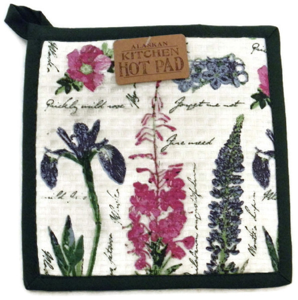 Alaska Wildflowers with Common and Scientific Names Pot Holder 8 x 8 in.