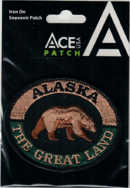 Alaska Iron On Patch Roaming Grizzly Bear 3 X 2.25 in.