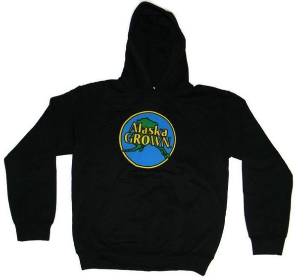 Alaska Grown Hoodie Sweatshirt Black Adult (Men's small) 