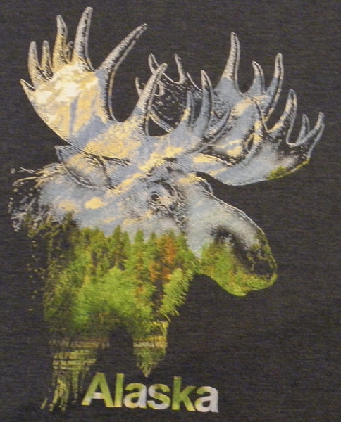 Alaska Bull Moose Adult Tee Shirt Indigo Medium (last 3)