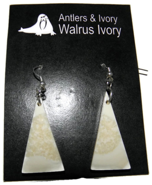 Alaskan Genuine Walrus Ivory Earrings (Triangular)