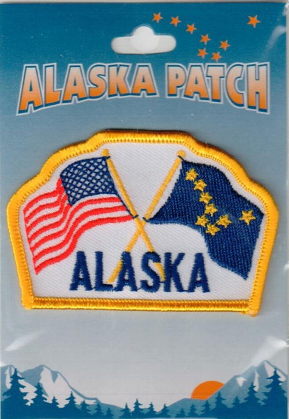 Alaska Iron On Patch w/Alaska & USA Flags