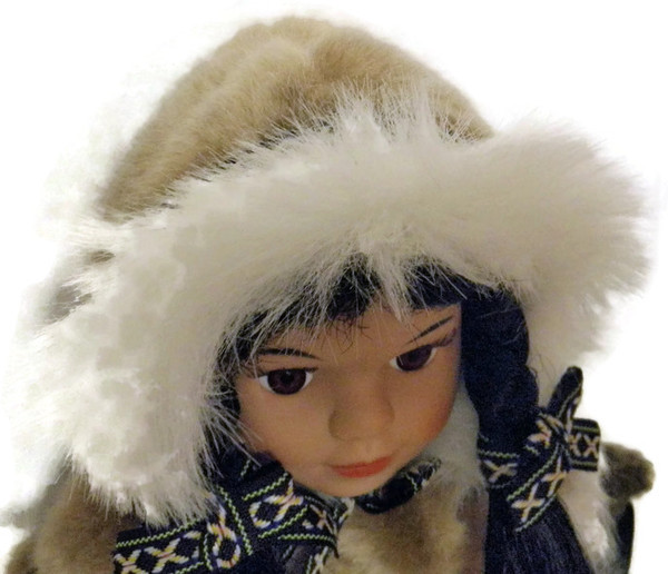 Alaskan Friends Traditional Alaskan Eskimo Doll with Light Fur Parka 13"