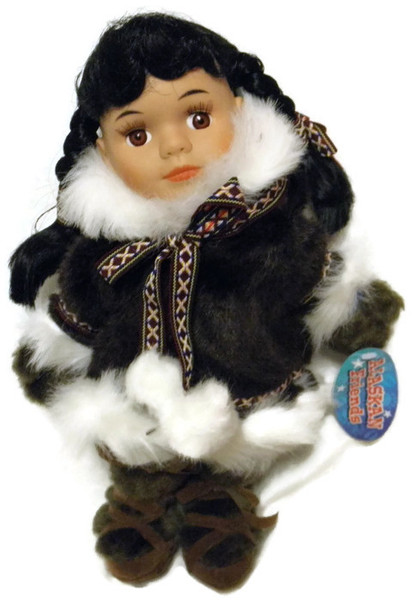 Alaskan Friends Traditional Alaskan Eskimo Doll with Dark Fur Parka 13"