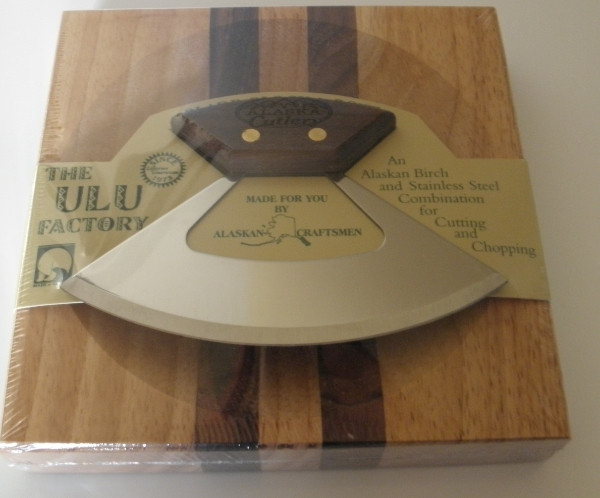 Ulu Knife/Bowl Set Walnut Alaska Cutlery Etched Handle 6" Blade