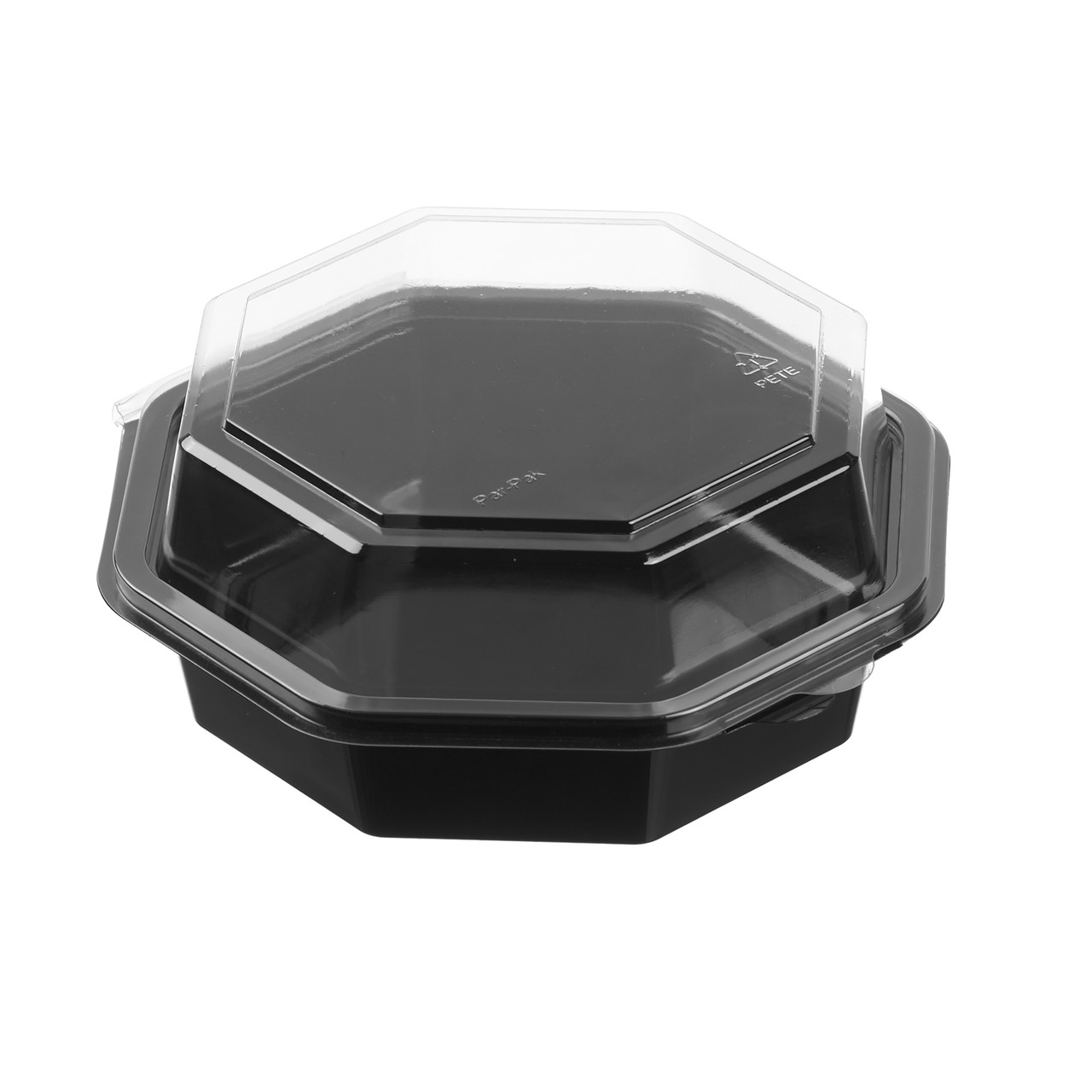7” octagon container clear lid, black base (SXS) (2637) 