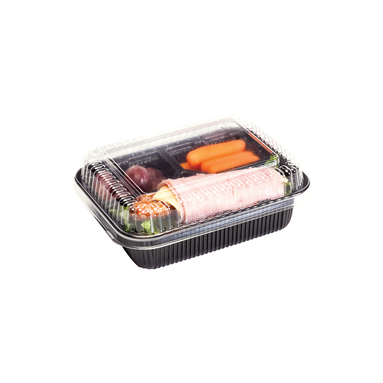 Polar Pak Grab  Go Containers Clear Lid for 1 Cell Black Container 21939