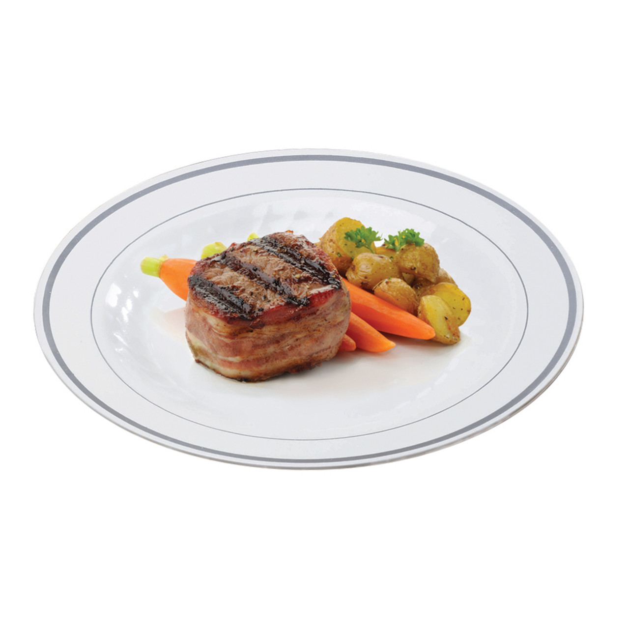 Masterpiece Dinnerware 1025 Round WhiteSilver Plate MP10WSLVR
