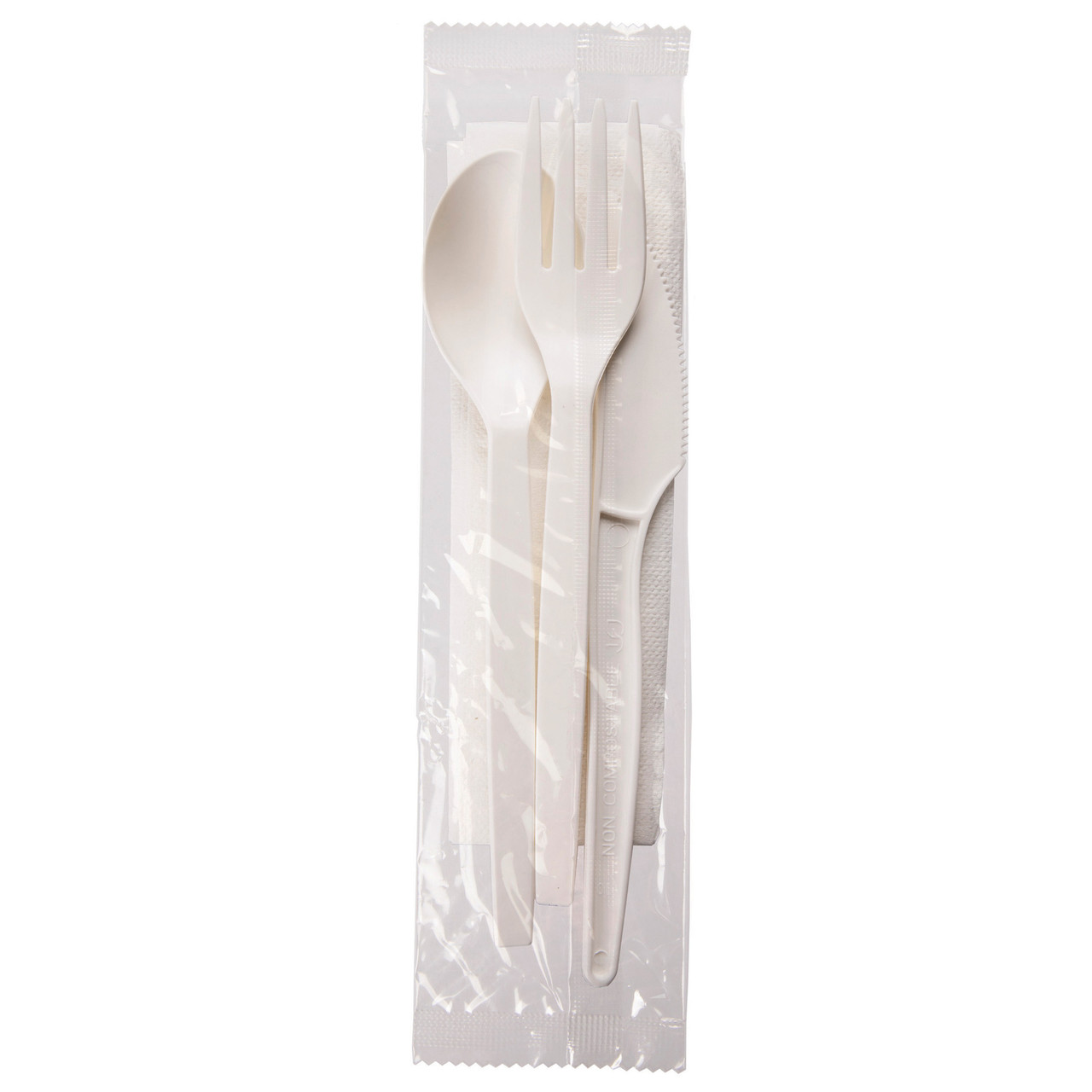PSM Cutlery 7 in White Individually Wrapped Cutlery Kits KFSN EPS005 PSM Cutlery 7 in White Individually Wrapped Cutlery Kits KFSN EPS005