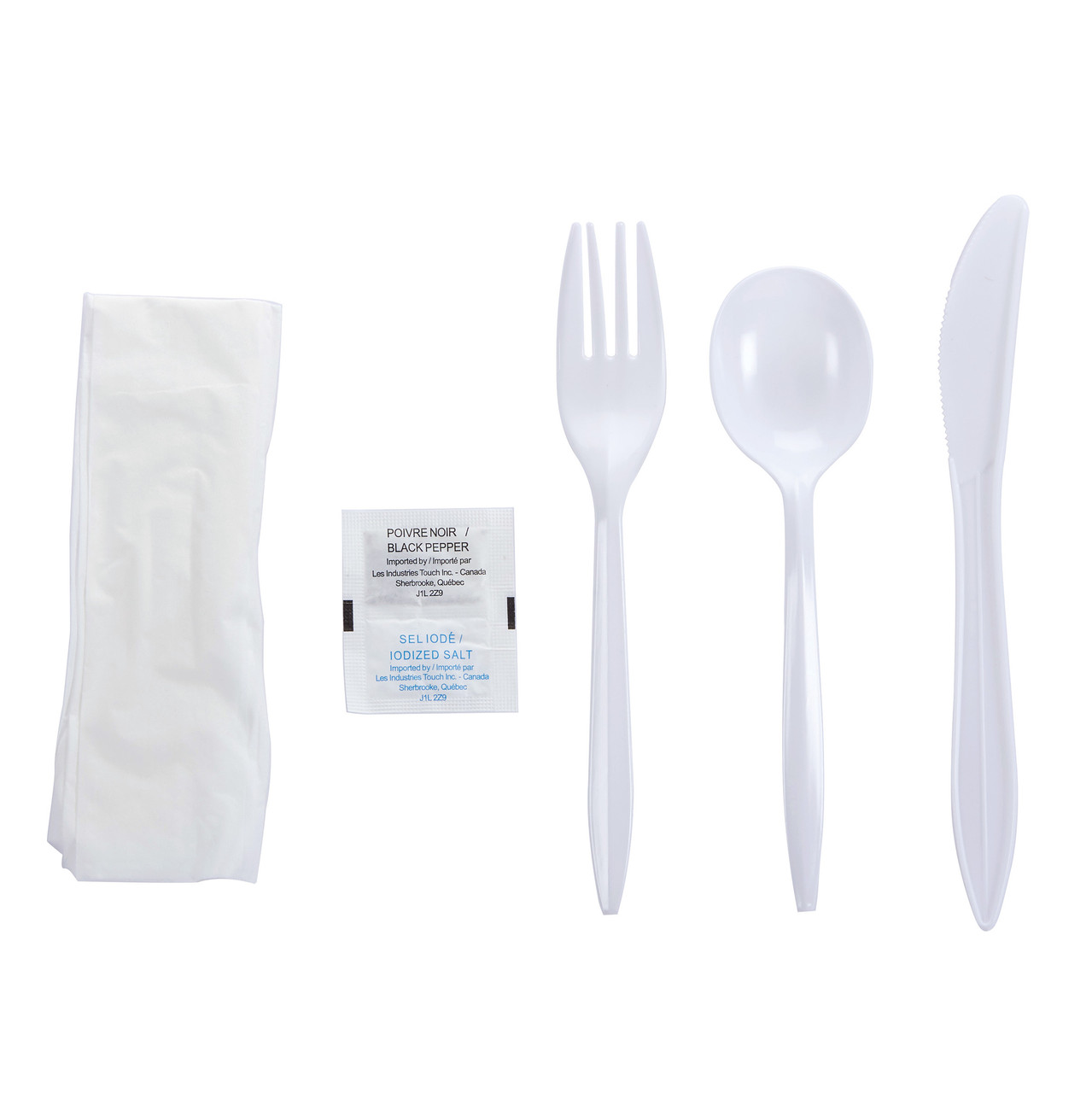 Touch Cutlery Kits White Cutlery Kit Knife Fork Soup Spoon Napkin Salt Pepper TI91991 Touch Cutlery Kits White Cutlery Kit Knife Fork Soup Spoon Napkin Salt Pepper TI91991