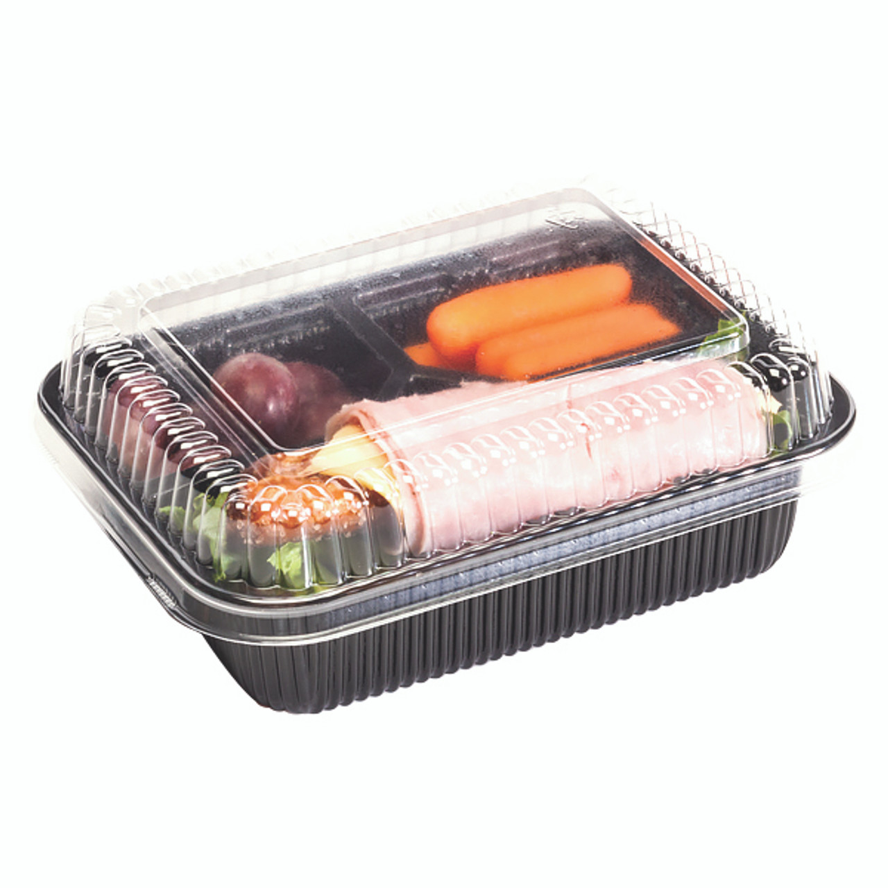 Polar Pak Grab  Go Containers Black 3 Compartment Tray 21903