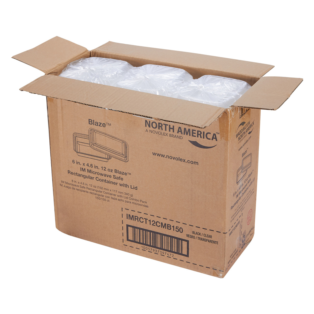 Blaze Hot Food Packaging 12 oz Microwave Safe Container  Lid Combo Pack IMRCT12CMB150