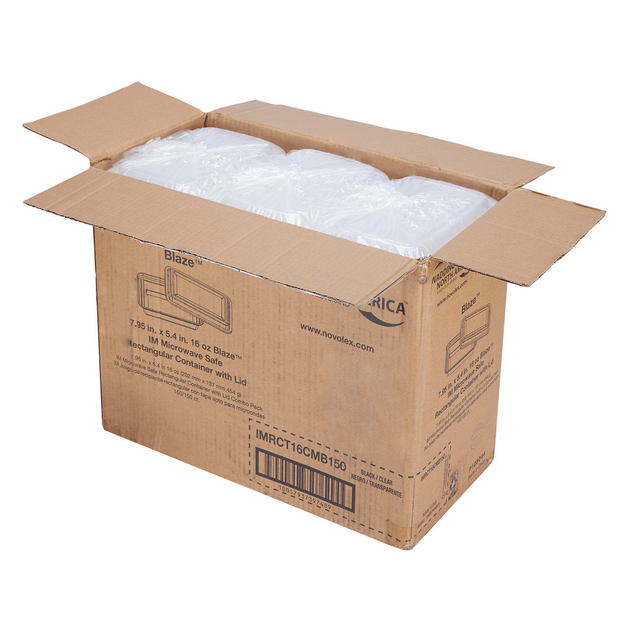 Blaze Hot Food Packaging 16 oz Microwave Safe Container  Lid Combo Pack IMRCT16CMB150