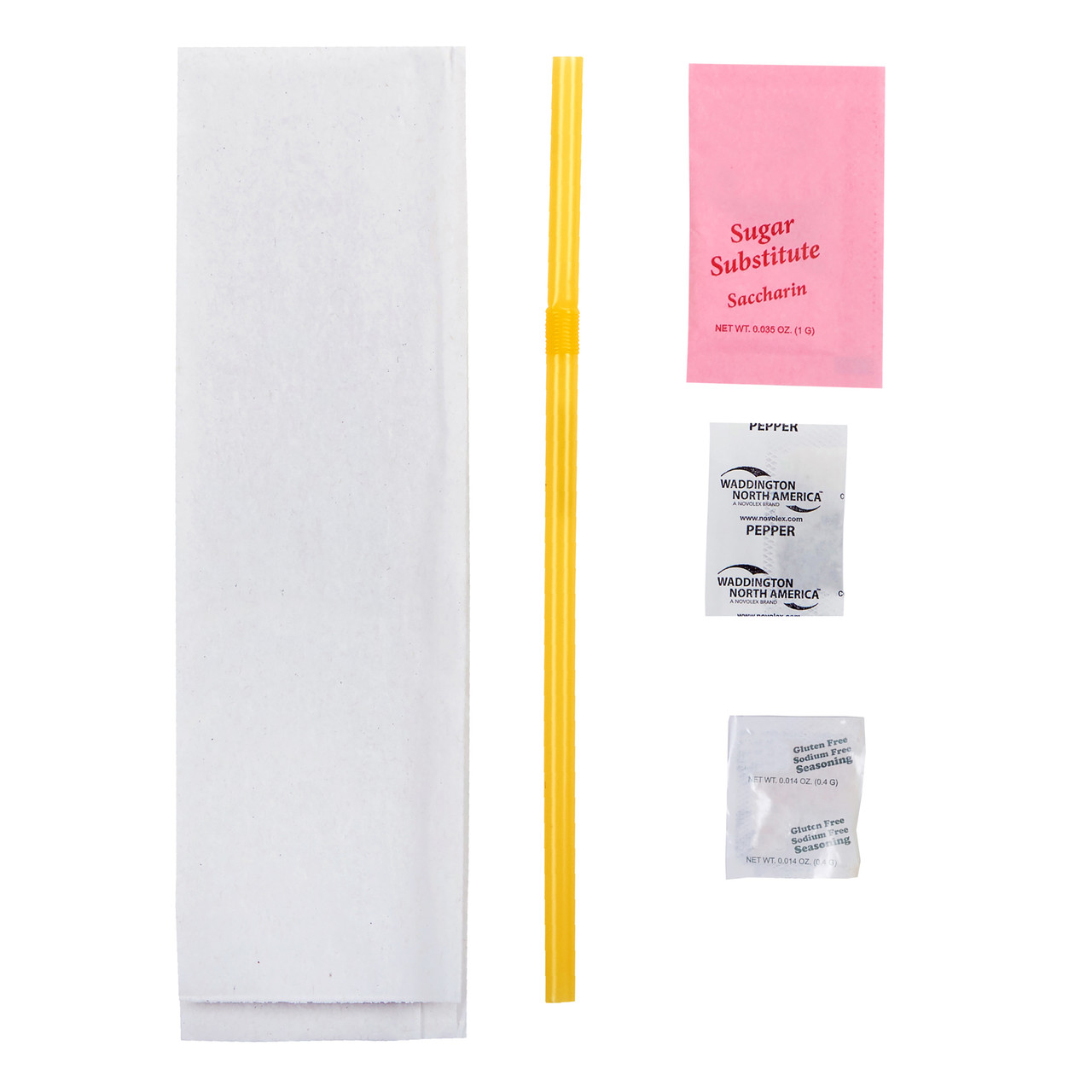 Diet Kits Sodium  Gluten Free Seasoning Blend Pepper Sugar Sub Flex Straw 2Ply Napkin Pouch 310059