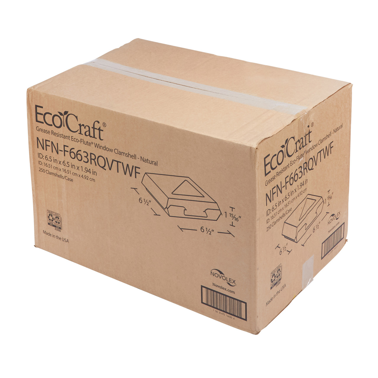 Eco-Flute ToGo! Insulated Window Container 6.5x6.5x1.94 (NFN-F663RQVTWF)