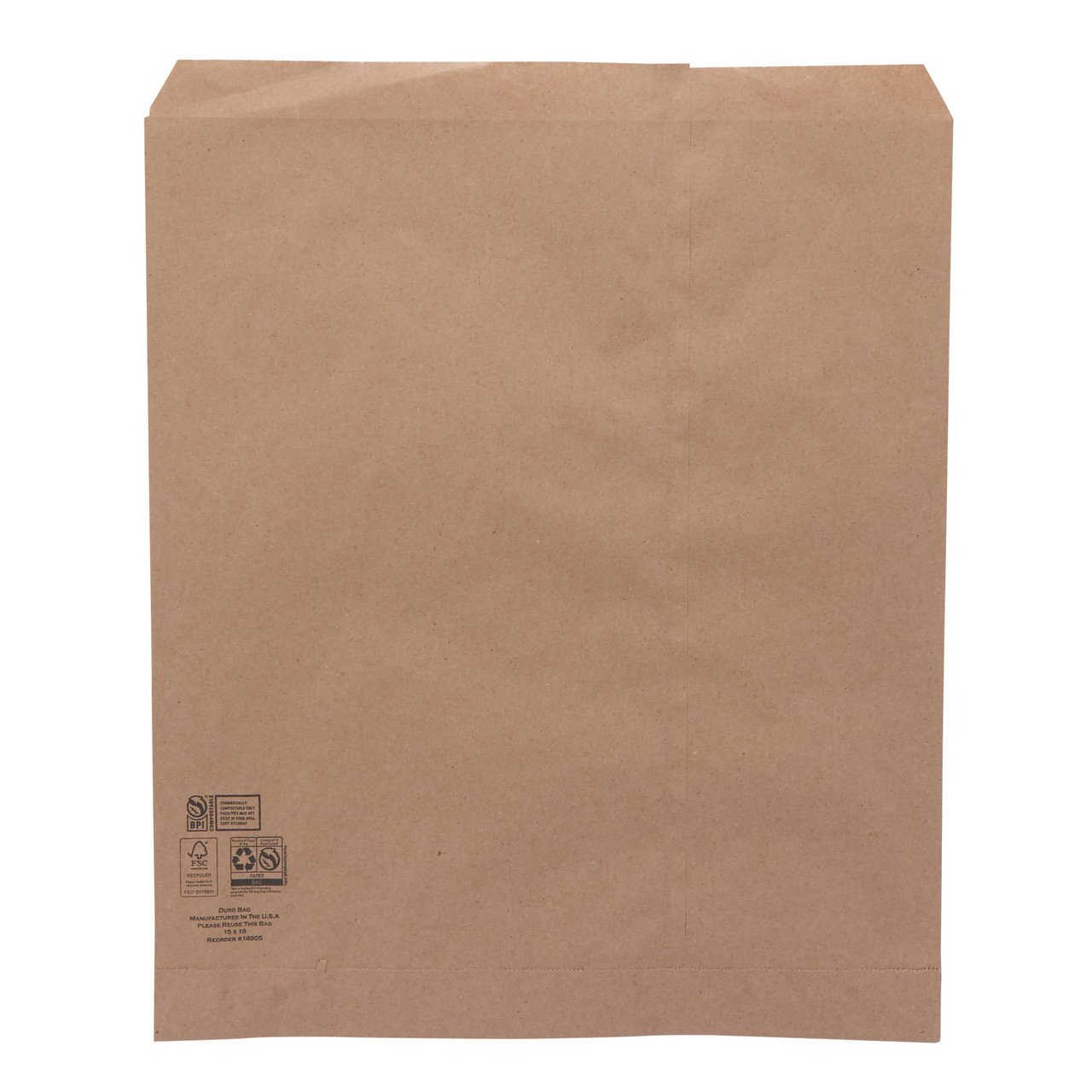 15.00 x 18.00 Dubl Life® Merchandise bag 30# recycled kraft FSC BPI - 500 PK (14905)