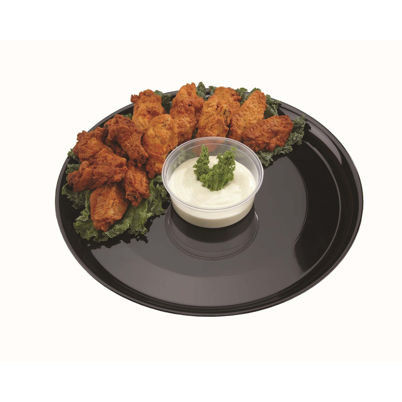 CheckMate™ Round Tray 16” Black Serving Tray (A916BL25)