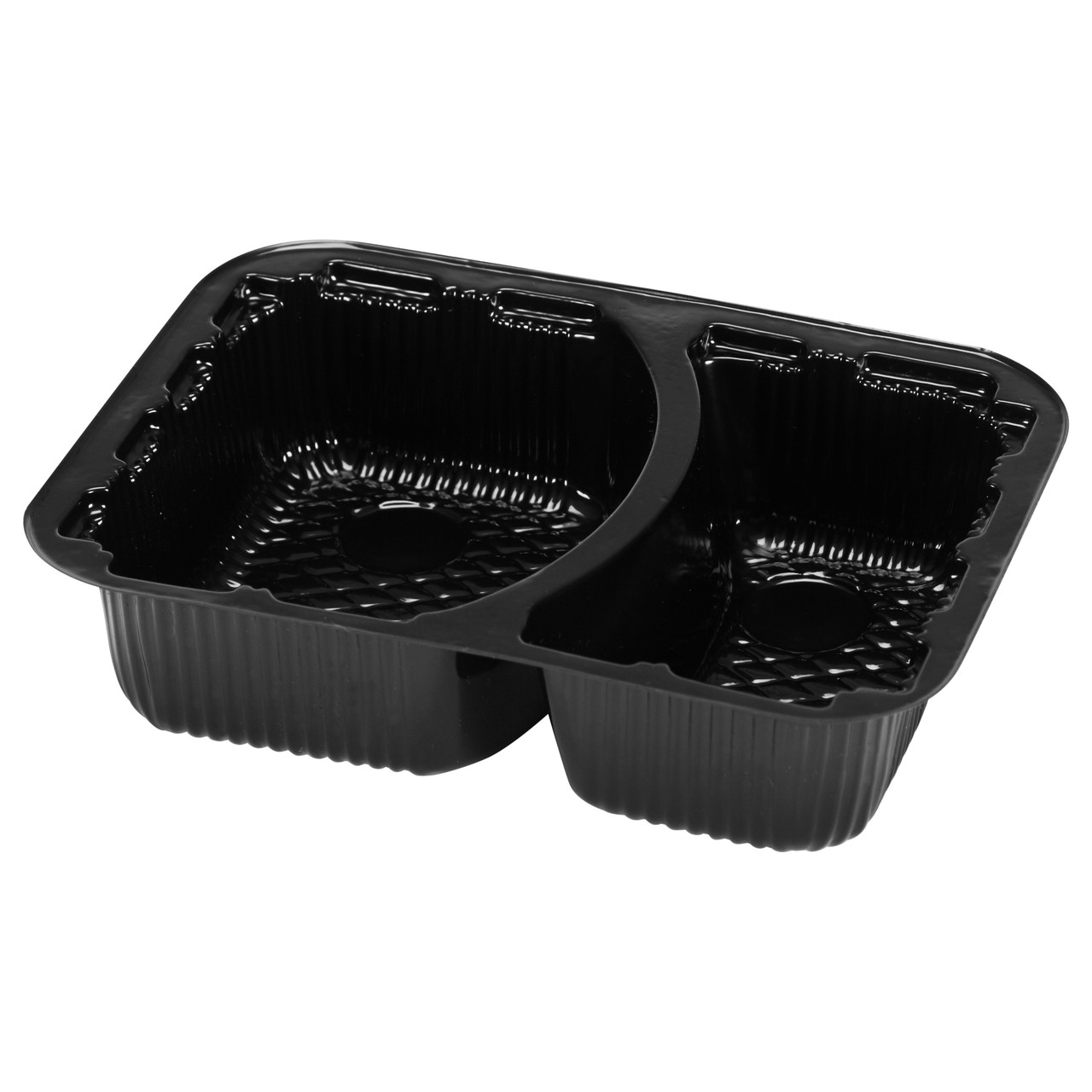 Polar Pak® Grab & Go Containers 2 Pocket Black Hamburger Tray (21957)