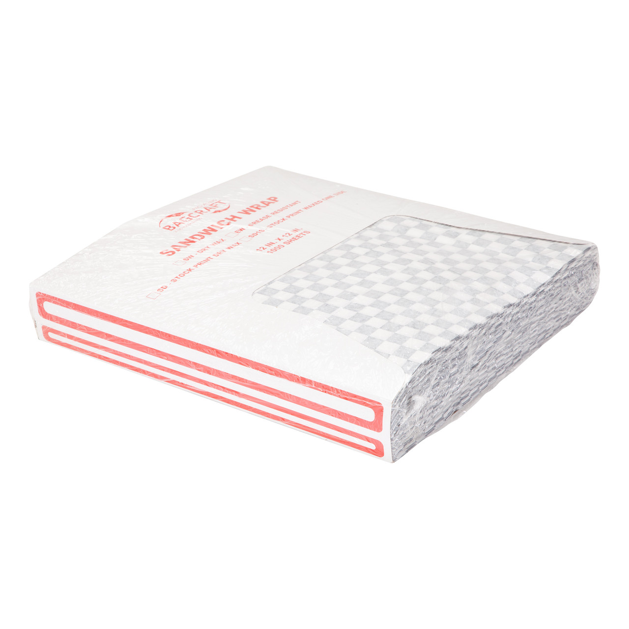 Sandwich wraps & basket liners Grease resistant paper wrap - Color Black/natural check - Dimensions 12.00 x 12.00 (P057800)