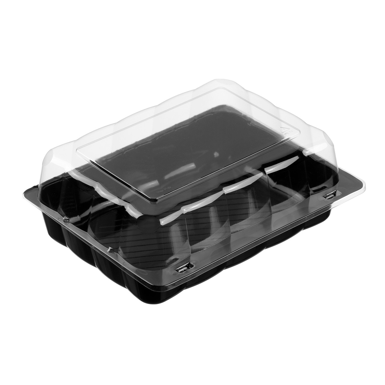 Black ribbed container base/clear dome lid (SXS) (2670) Black ribbed container base/clear dome lid (SXS) (2670)