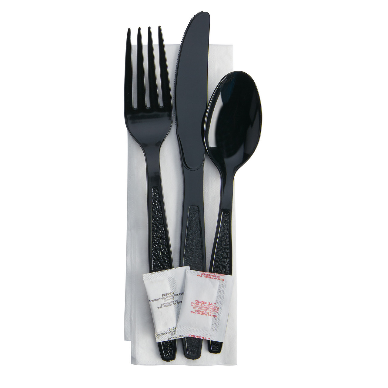 Cutlery Kits 7.2g Deluxe HW Black F/K/S S&P 1 Ply Napkin Clear Wrap (310277) Cutlery Kits 7.2g Deluxe HW Black F/K/S S&P 1 Ply Napkin Clear Wrap (310277)