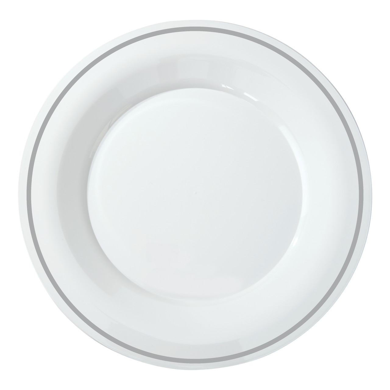 Milan™ Dinnerware 10” Round White/Silver Plate (MR10WSLVRPP) Milan™ Dinnerware 10” Round White/Silver Plate (MR10WSLVRPP)