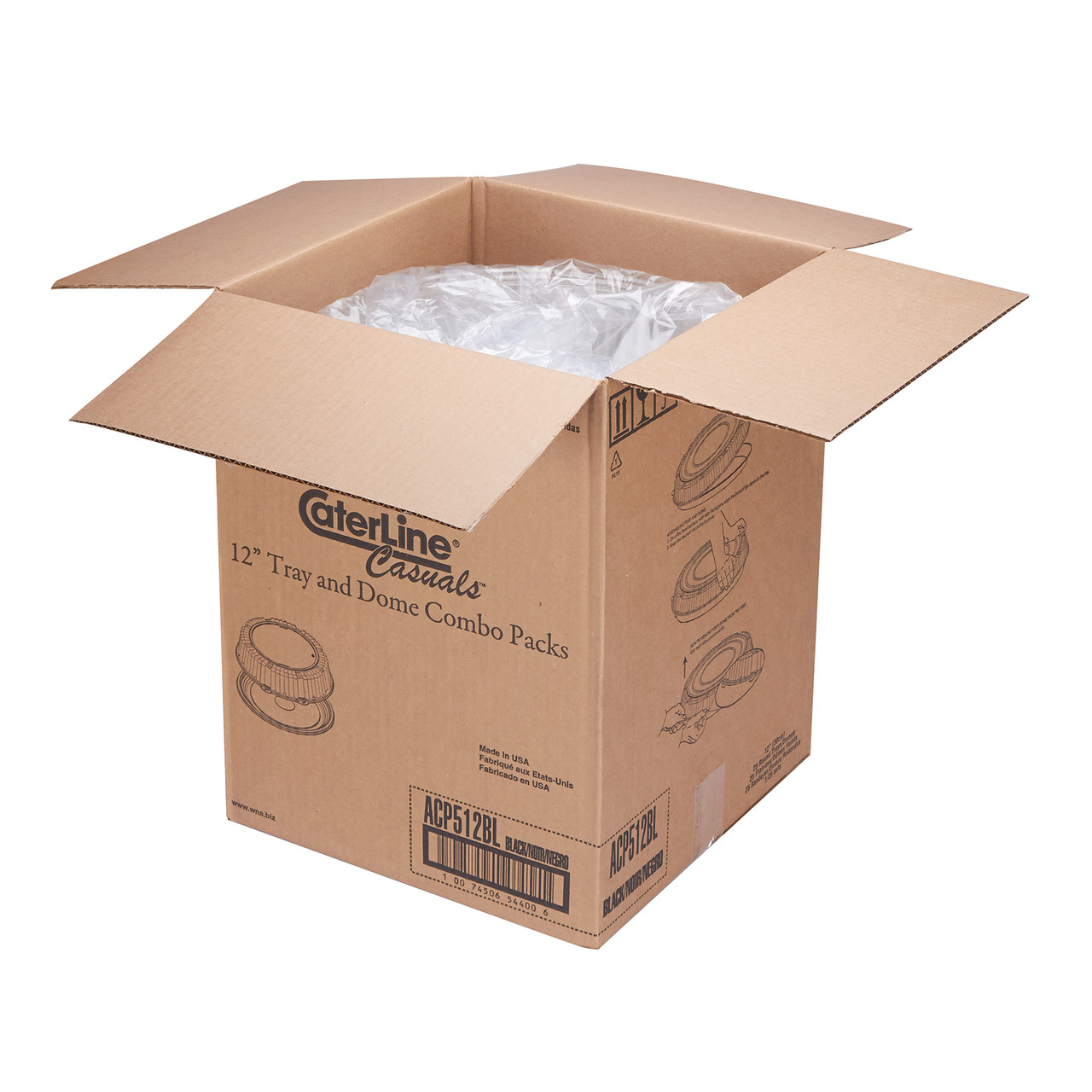 Casuals™ Round Tray 12” Black/Clear Thermoformed Tray w/Dome Lid (Combo) (ACP512BL)