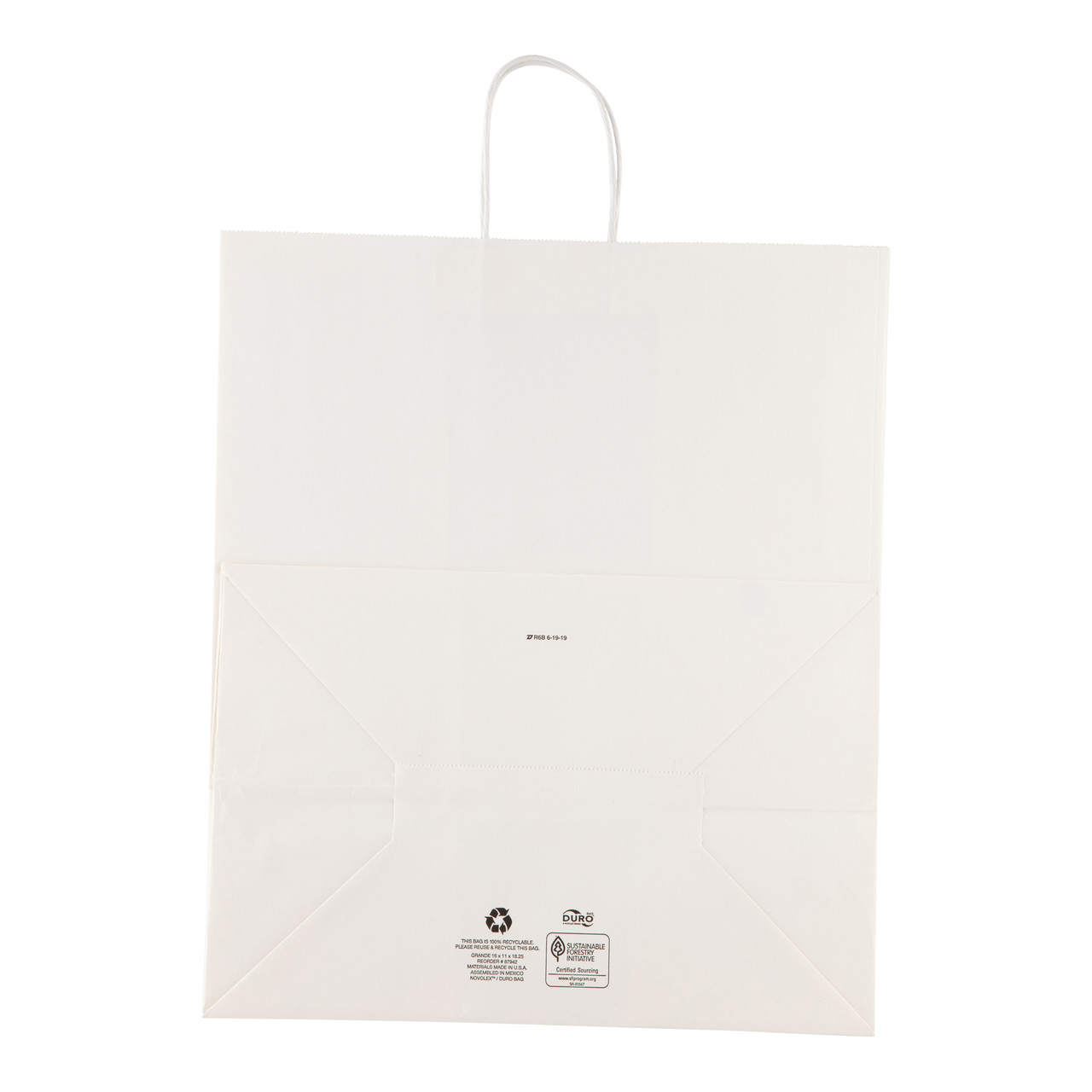 Grande shopping bag 60# virgin white SFI BPI - 200 PK (87942)
