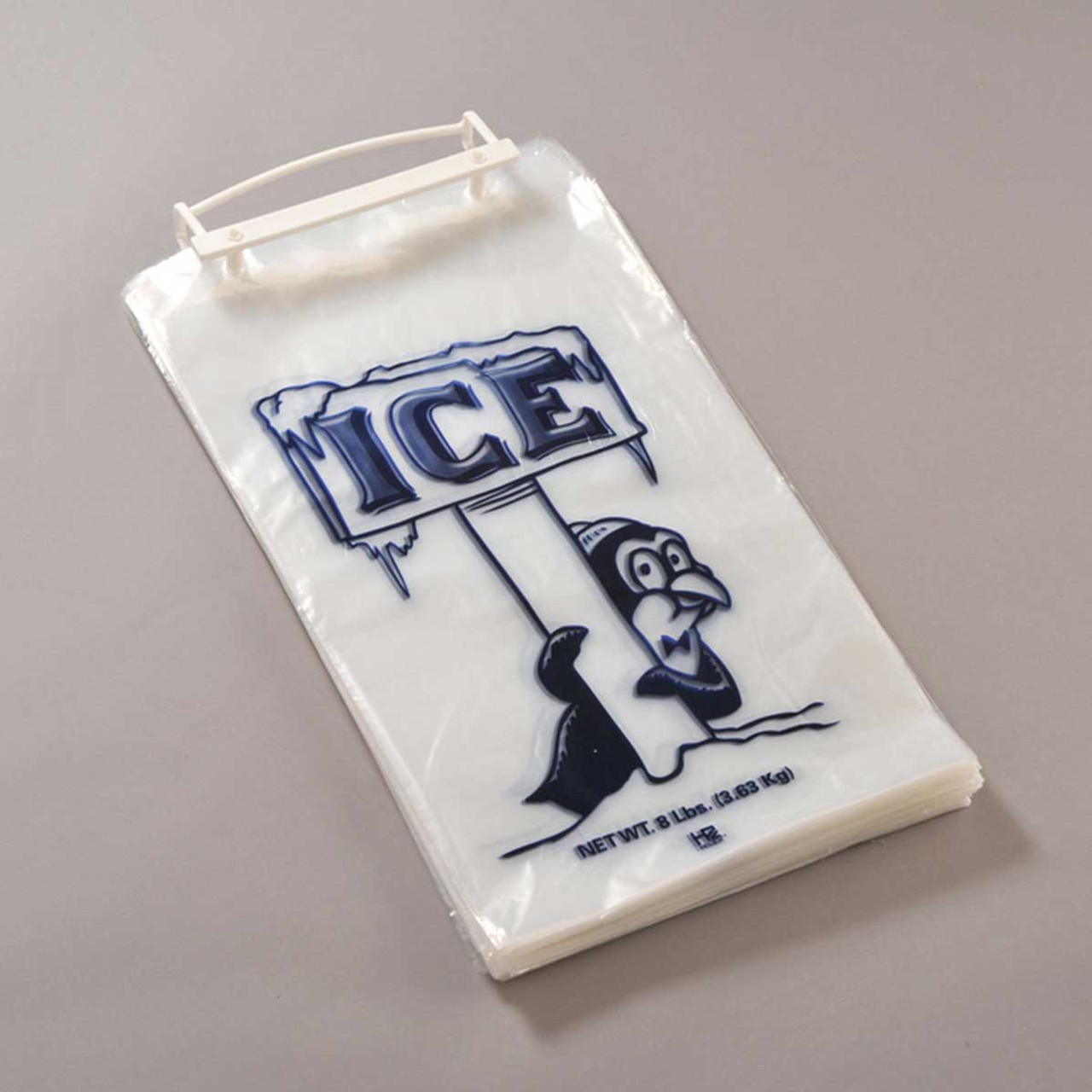 Ice Bags - 8 lb ice bag plastic wicket 11.00 x 19.00 x 4.00 + 1.50 - 12 x 3