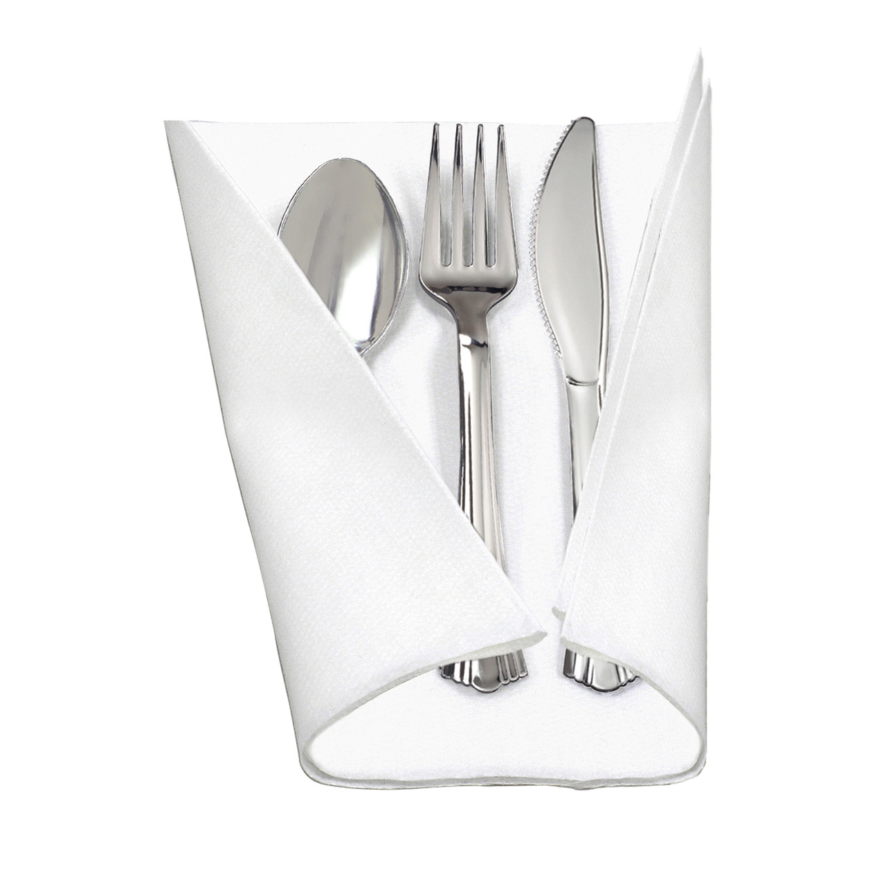 Reflections® Cutlery Napkin Rolls F/K/S in WH Linen-Quality 17x17” (432x432mm) Napkin Roll (REFROLL3)
