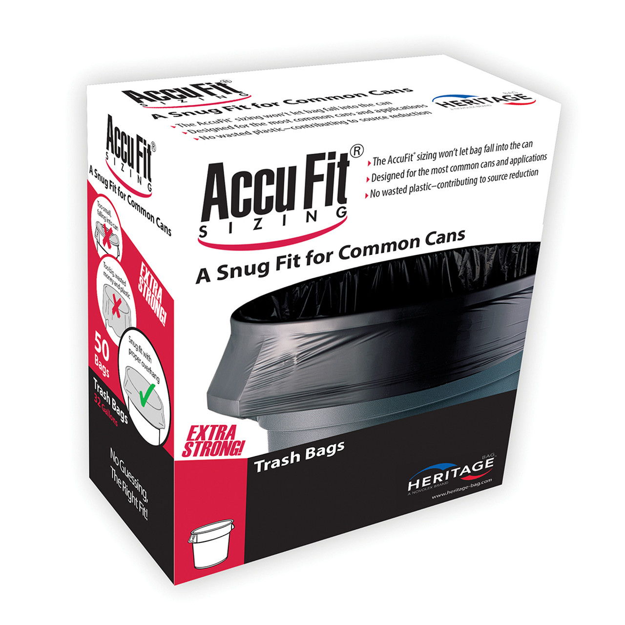 AccuFit® Convenience Pack Can Liners - 23 Gal 28 x 45 LLDPE 0.90 Mil Black 8/25 Rolls (H5645TK RC1)