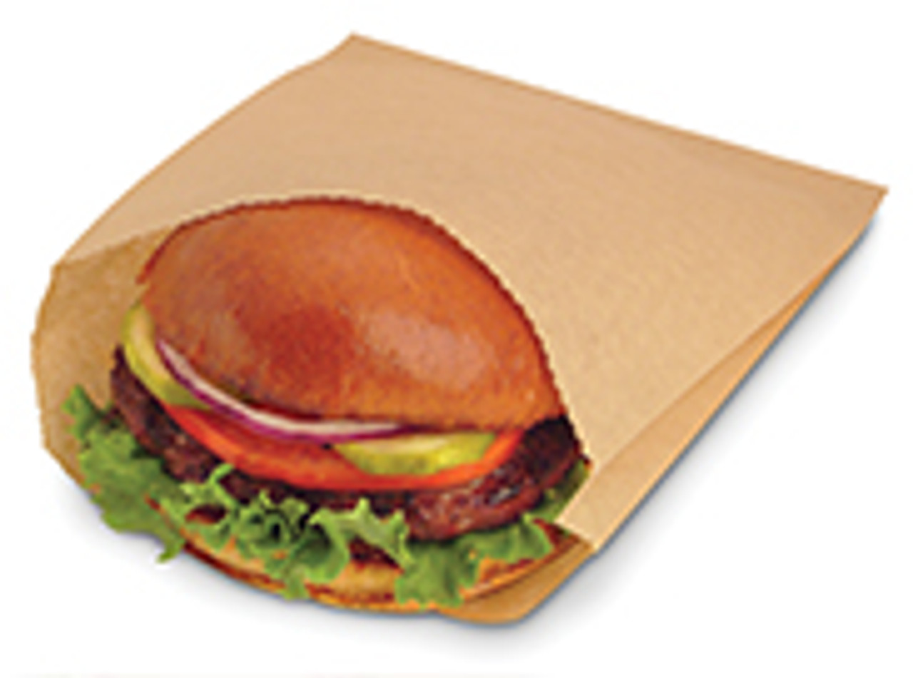 Grease resistant single srv EcoCraft sandwich bag NK18 - Natural - Dims 6.00 x 0.75 x 6.50 (300414)