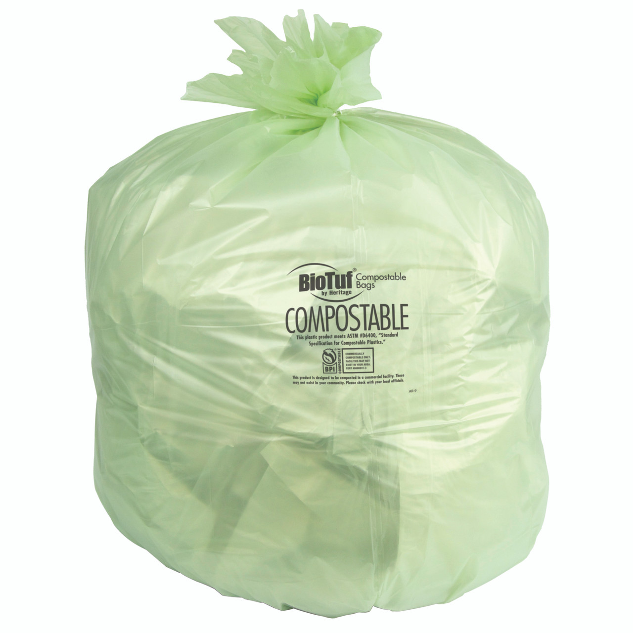 BioTuf® Compostable Can Liners - 12-16 Gal 24 x 32 Bioplast 0.88 Mil Green 8/25 Rolls (Y4832EE R01)