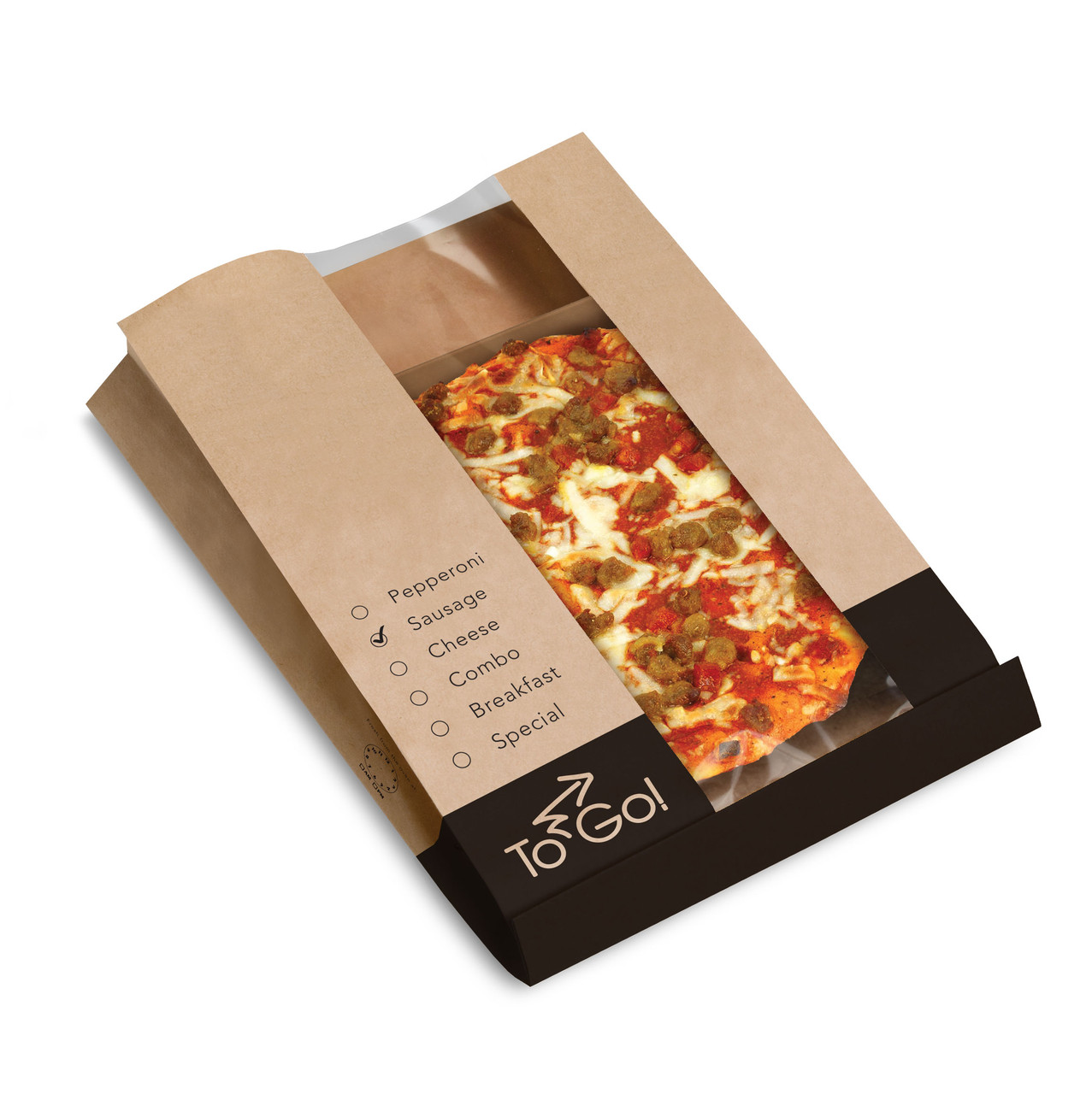 ToGo! window pizza bag & tray EcoCraft® pizza bag with window and tray - Color Natural - Dimensions 7.50 x 2.00 x 11.00 (300304) ToGo! window pizza bag & tray EcoCraft® pizza bag with window and tray - Color Natural - Dimensions 7.50 x 2.00 x 11.00 (300304)